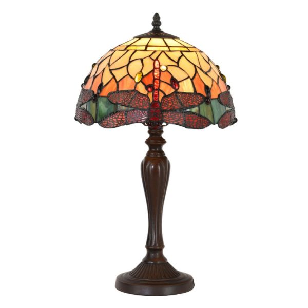 vitrážová lampa tiffany štýl stolová motív vážka
